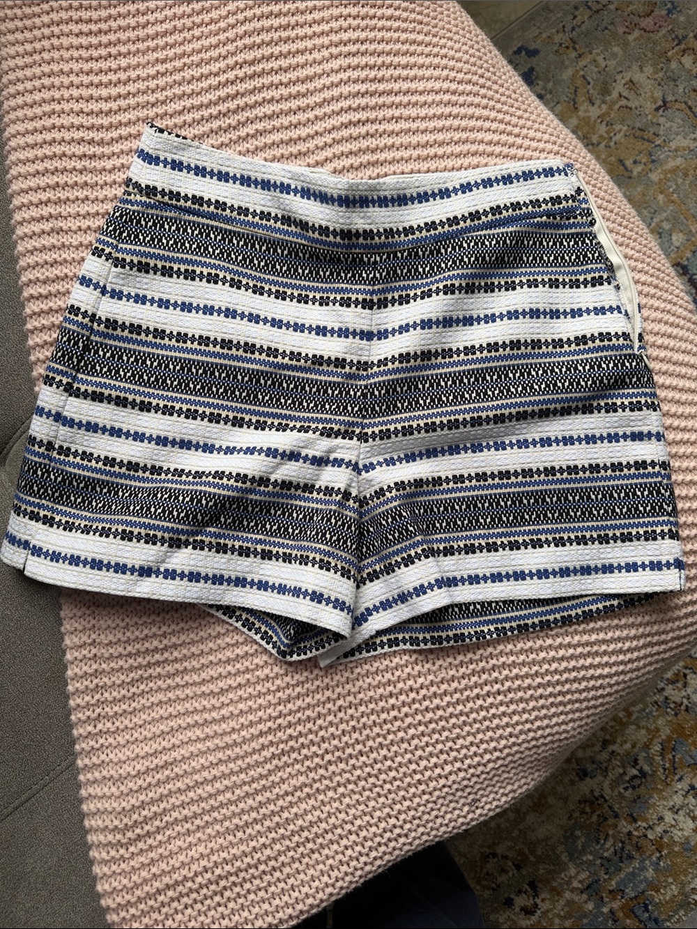 GAP Navy and White Striped High-Waist Women's Shorts